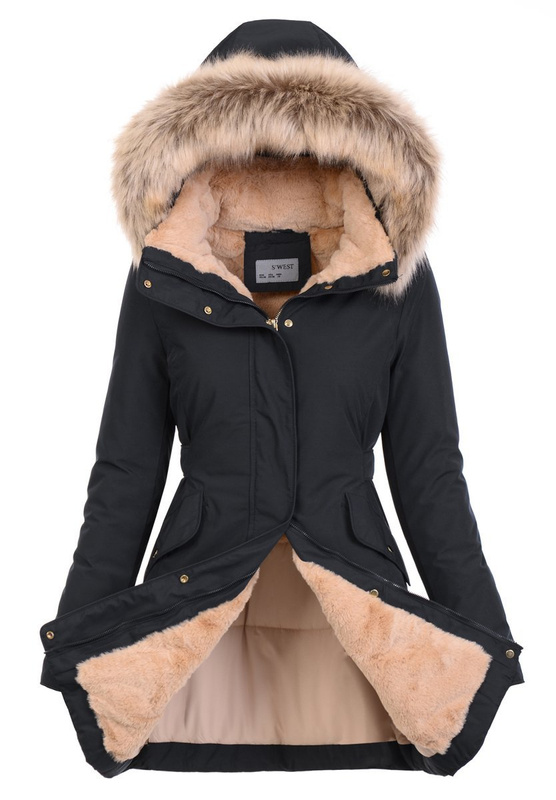  Zimowa Kurtka Parka Czarna R2714